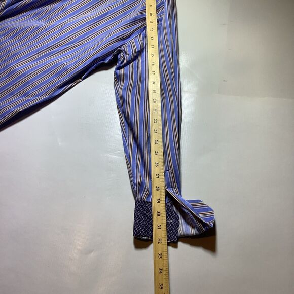 Bugatchi Uomo Men’s  Dress Shirt, Flip Cuff Blue Large - Picture 8 of 9